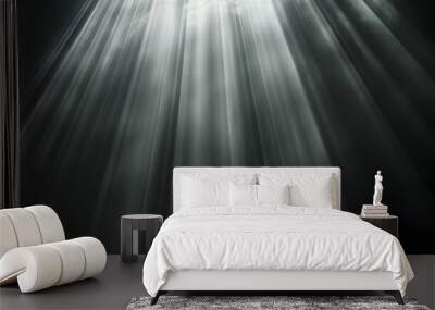 Sunlight. Sun beams or rays on isolated on black background Wall mural