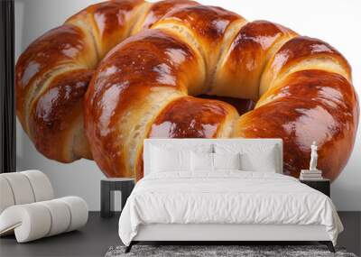 Two golden spiral bread rolls on transparent background Wall mural