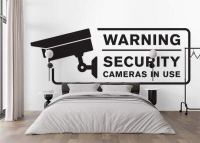 Vector black sticker: monitored object by camera system. Isolated on white background. Wall mural