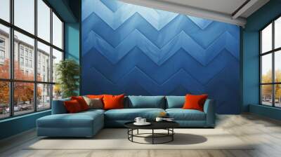 Vibrant blue chevron pattern with modern geometric design. Wall mural