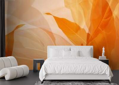 Vibrant orange and red abstract leaf pattern Wall mural