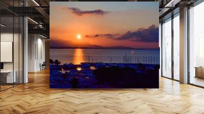 Landscape of beautiful Marina Baie des Anges on background of wonderful sunset. Villeneuve-Loubet. France. Wall mural