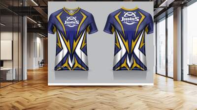 Esport gaming t shirt jersey template, uniform, front and back view Wall mural