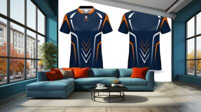 Jersey mockup. t-shirt sport design template, uniform front and back view. Wall mural