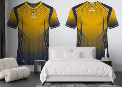 Jersey mockup. t-shirt sport design template for runner, uniform front and back view. yellow color Wall mural