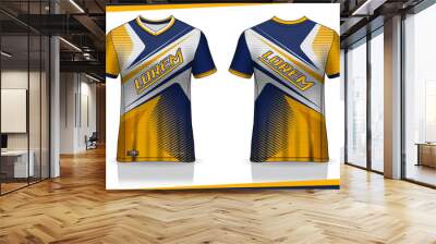 Jersey mockup. t-shirt sport design template for runner, uniform front and back view. yellow color Wall mural