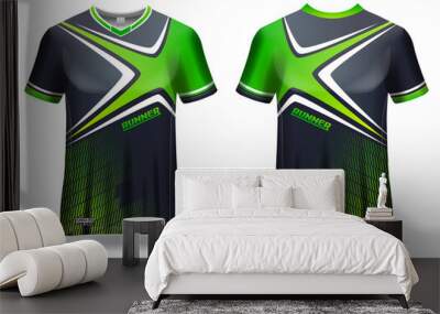 	
Jersey mockup. t-shirt sport design template for runner, uniform front and back view Wall mural