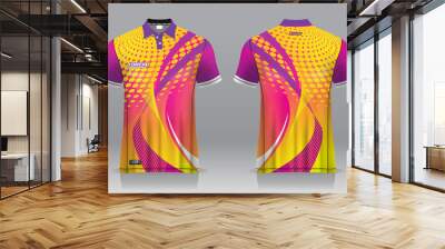 polo shirt jersey uniform design, can be used for golf, badmintonin front view, back view. jersey mockup Vector, design premium very simple and easy to customize Wall mural