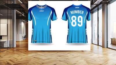 Soccer jersey mockup. t-shirt sport design template, uniform front and back view. Wall mural