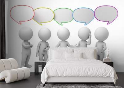 3d people talking with speech bubbles. 3d image. isolated white background. Wall mural