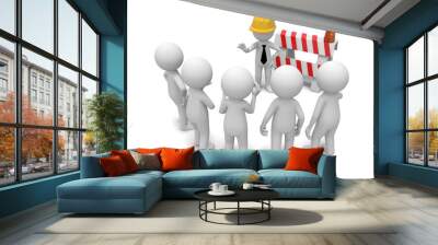 3d people with a roadblock talking Wall mural