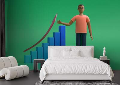 A man standing with a chart. financial and investing money concept.  3d rendering,conceptual image Wall mural