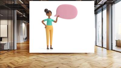 A woman with bubble talk.communication or  social media concept.  3d rendering,conceptual image Wall mural