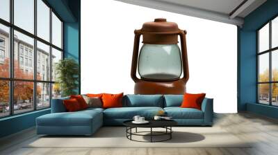 antique lantern with rusty finish and glass panels isolated on transparent background Wall mural