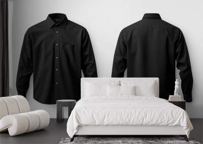 black shirt mockup front and back view on white background Wall mural