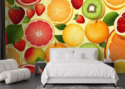 background of fruits illustration Wall mural