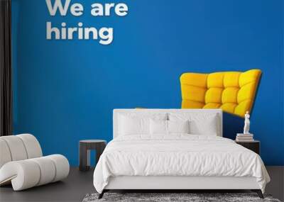 minimalistic creative job poster with a yellow armchair and the text 