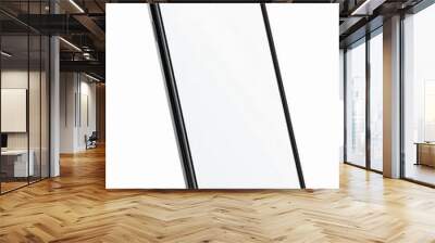 frameless smartphone standing at an angle, with a blank screen on a white isolated background Wall mural