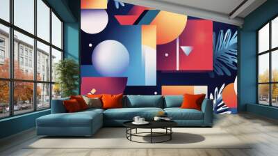 Abstract trendy winter geometric shapes background Wall mural