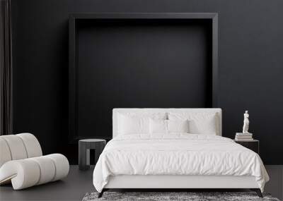 Black picture frame on black background Wall mural