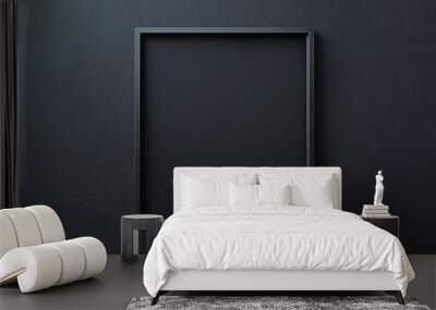 Black picture frame on black background Wall mural