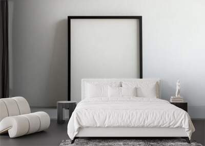 Black picture frame on white background Wall mural