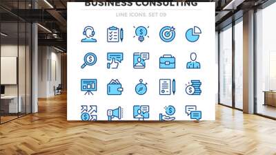 Business consulting vector line icons set. Thin line design. Outline graphic elements, simple stroke symbols. Business analysis icons Wall mural