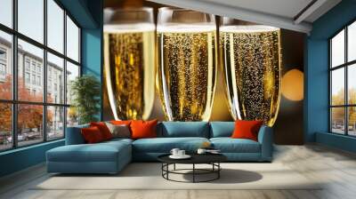 Celebration toast with champagne. Champagne toast background Wall mural