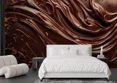 Chocolate background. Melted chocolate swirl texture Wall mural