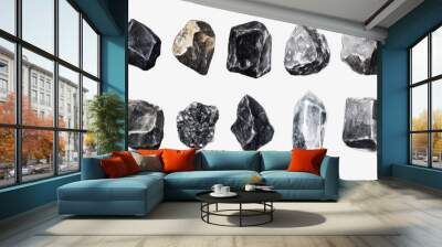 Coal. White background. Watercolor illustrations set Wall mural