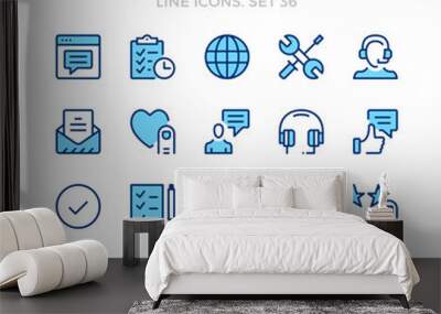 Customer service vector line icons set. Thin line design. Modern outline graphic elements, simple stroke symbols. Customer service icons Wall mural