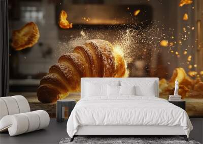 Delicious croissant background Wall mural