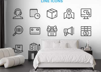 E-commerce line icons set. Modern outline elements, graphic design concepts, simple symbols collection. Vector line icons Wall mural