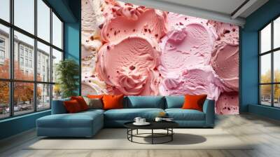 Ice cream background. Top view Wall mural