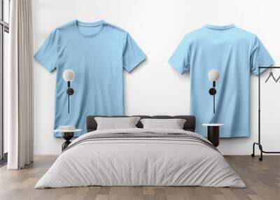 Light blue t-shirt mockup. T-shirt front and back template Wall mural