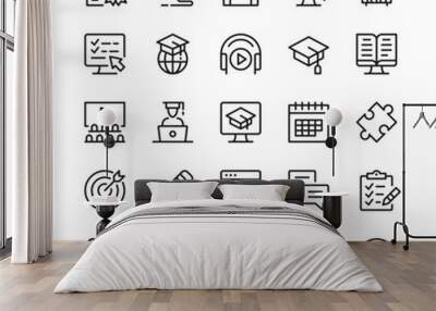 Online learning line icons. Outline symbols. Vector line icons set Wall mural