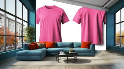 Pink t-shirt mockup. T-shirt front and back template Wall mural