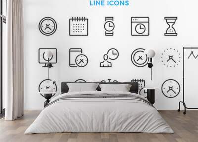 Time line icons set. Modern outline elements, graphic design concepts, simple symbols collection. Vector line icons Wall mural