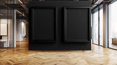 Two black picture frames on black background Wall mural