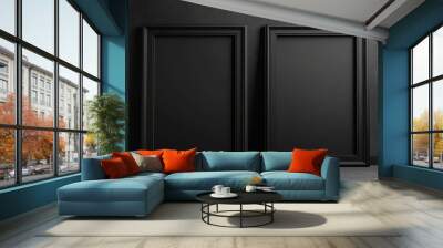 Two black picture frames on black background Wall mural