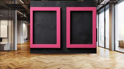 Two pink picture frames on black background Wall mural