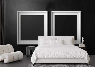 Two white picture frames on black background Wall mural