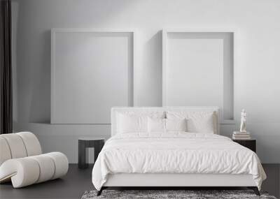 Two white picture frames on white background Wall mural