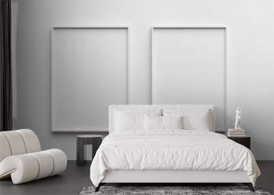 Two white picture frames on white background Wall mural