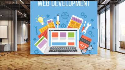 Web development flat illustration concept Wall mural