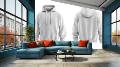 White hoodie mockup. Front and back hoodie template Wall mural