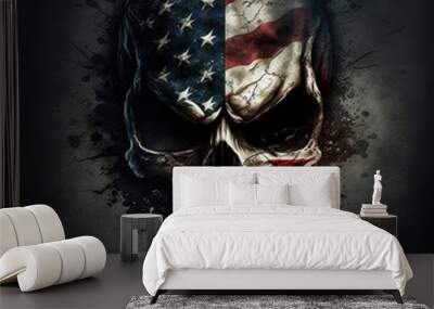 scary skull with the American flag  Wall mural