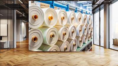 Industrial cotton fabric rolls for sewing textiles on machine tools Wall mural