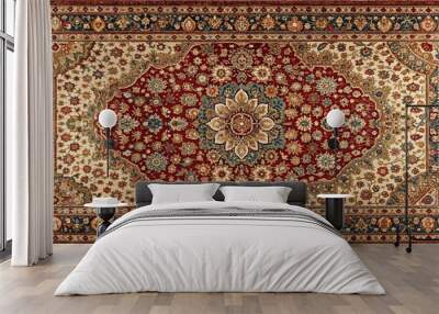 Ornamental rug with a intricate, detailed pattern background Wall mural