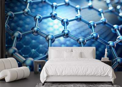 Scientific of graphene molecule structure with hexagonal pattern Wall mural